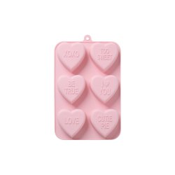 Rice - Silicone Baking Form with 6 Hearts - Soft Pink
