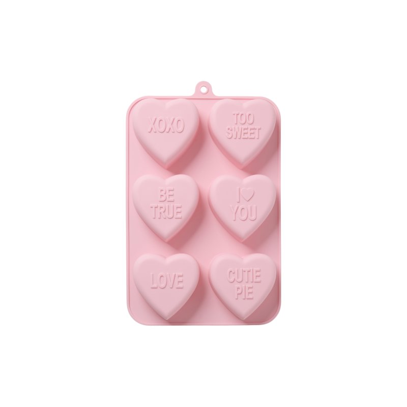 Rice - Silicone Baking Form with 6 Hearts - Soft Pink