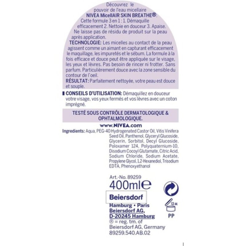 Nivea Soothing Micellar Water for Sensitive Skin 400ml