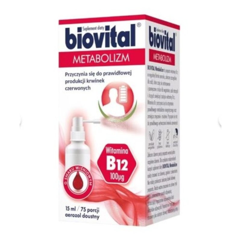Biovital Metabolism Spray 15ml Vitamin B12 for Nervous System and Stress