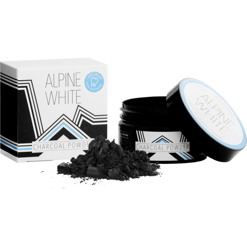 ALPINE WHITE Activated Charcoal Powder for Visibly Whiter Teeth 30g - Natural Teeth Whitening with Coconut Activated