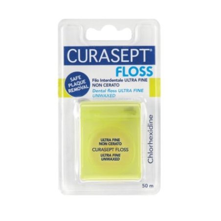 Curasept Unwaxed Ultrafine Dental Floss with CHX 50m