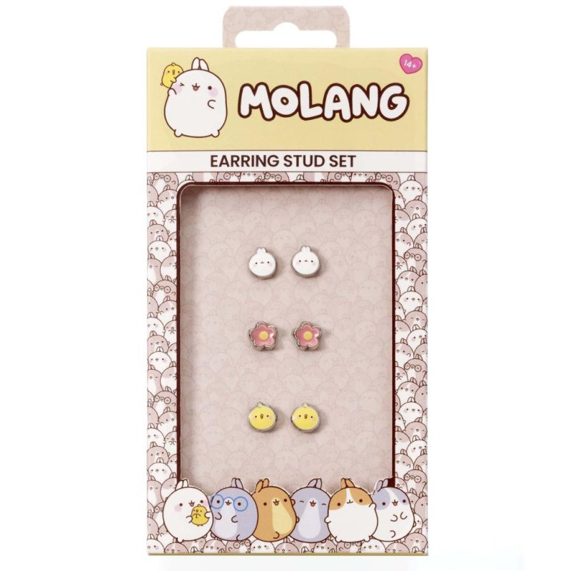 MOLANG & Piu Piu - Set de 3 Pairs de Clous d'Oreilles