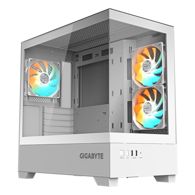 GIGABYTE C201 PANORAMIC ICE PC Case - Mid Tower, m-ATX, 360mm radiator support, 3 Pre-installed Fans, USB 3.0, Support
