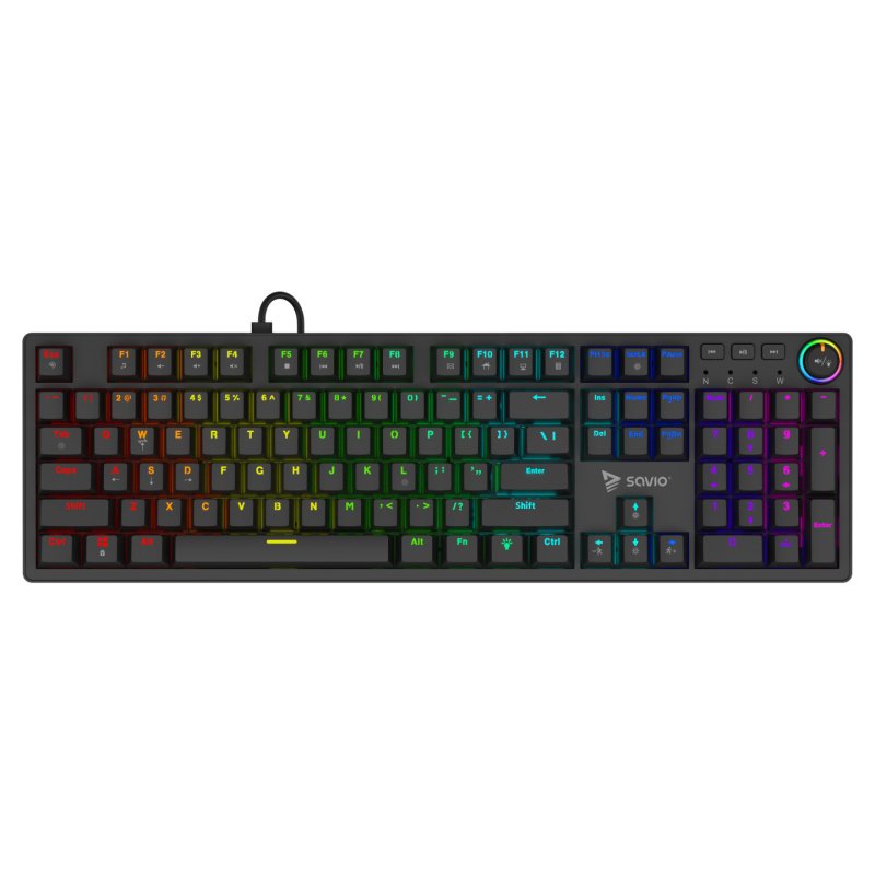 Savio STYX Outemu Peach Silent clavier Gaming Bluetooth QWERTY US International Noir