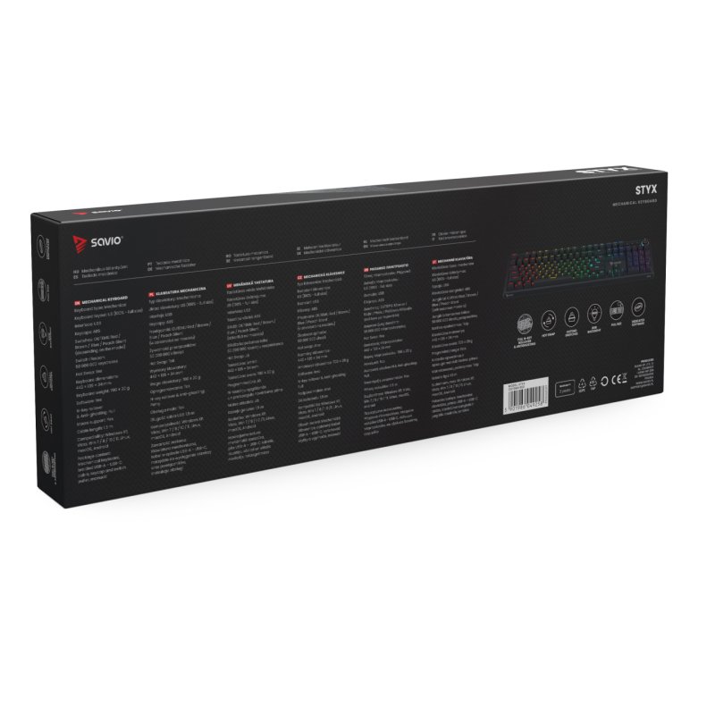 SAVIO STYX Mekanisk tastatur Outemu Peach Silent Hot Swap RGB