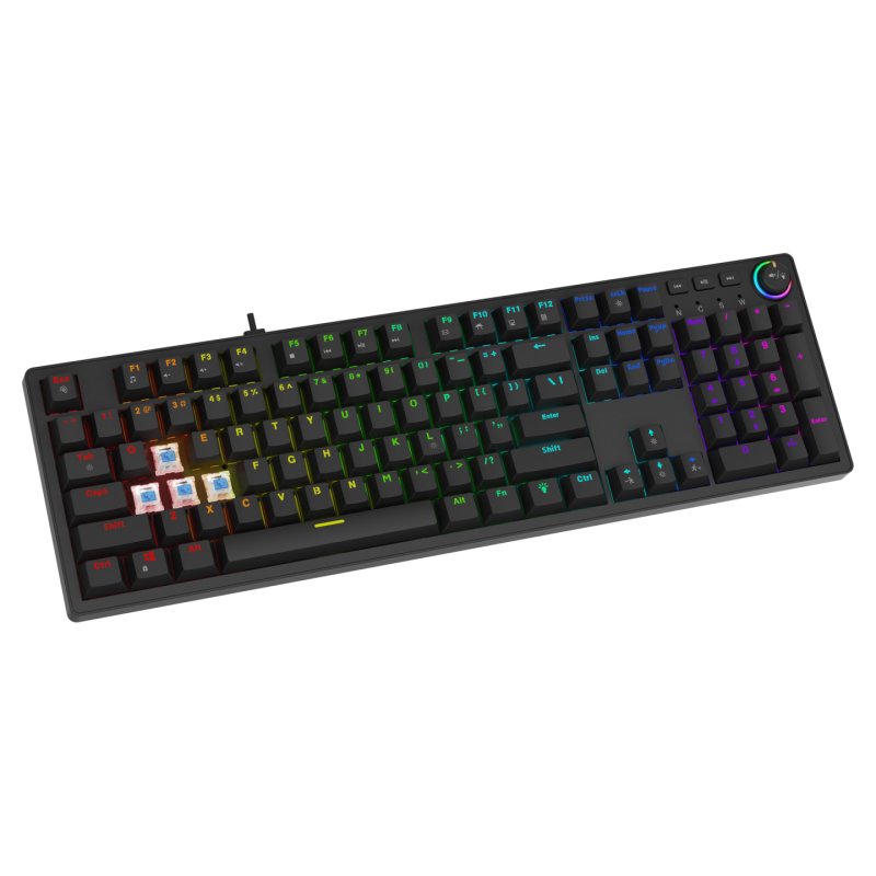 Savio STYX Outemu Blue, Hot Swap, RGB clavier Gaming USB QWERTY US International Noir