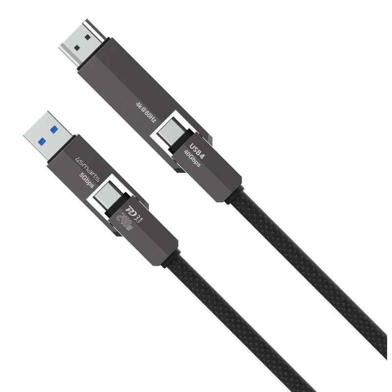 4smarts 549240 câble USB USB4 Gen 3x2 1,5 m USB C Noir