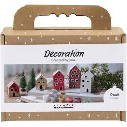 Mini Craft Kit Decoration - Houses - christmas colours (977825)