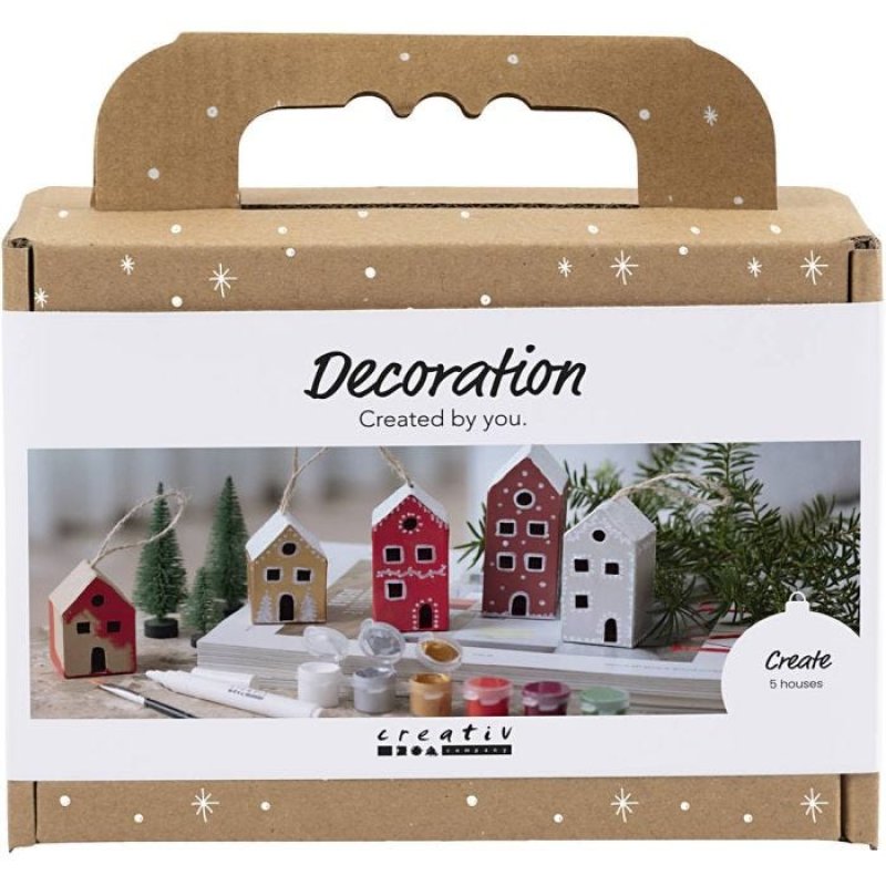 Mini Craft Kit Decoration - Houses - christmas colours (977825)