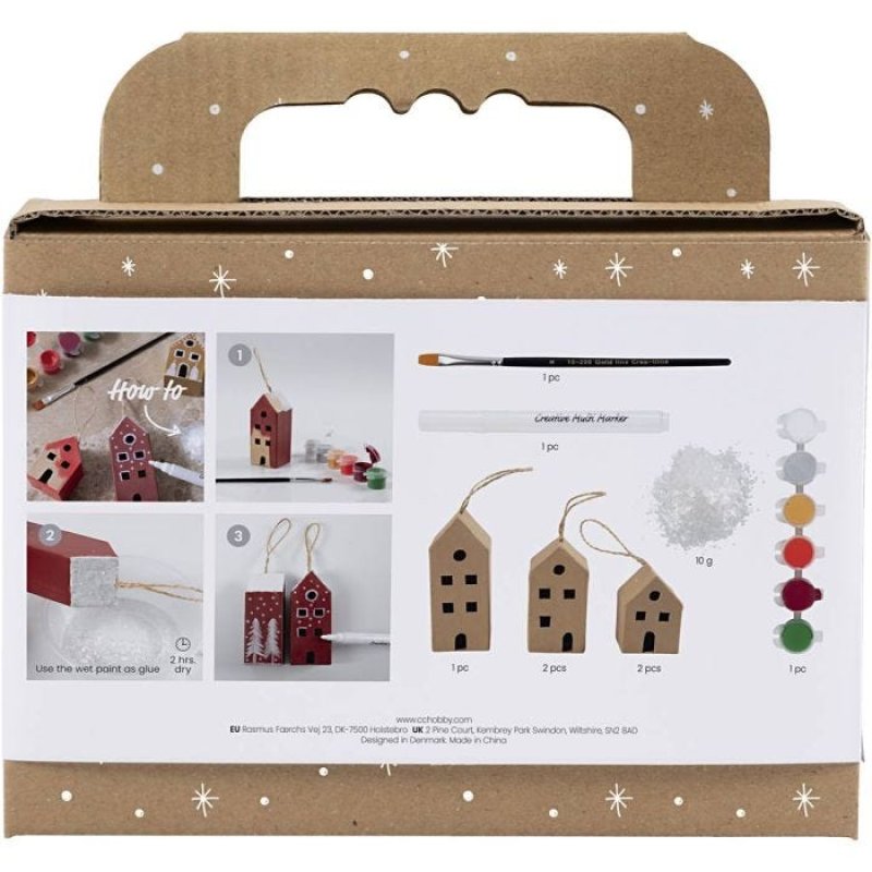 Mini Craft Kit Decoration - Houses - christmas colours (977825)