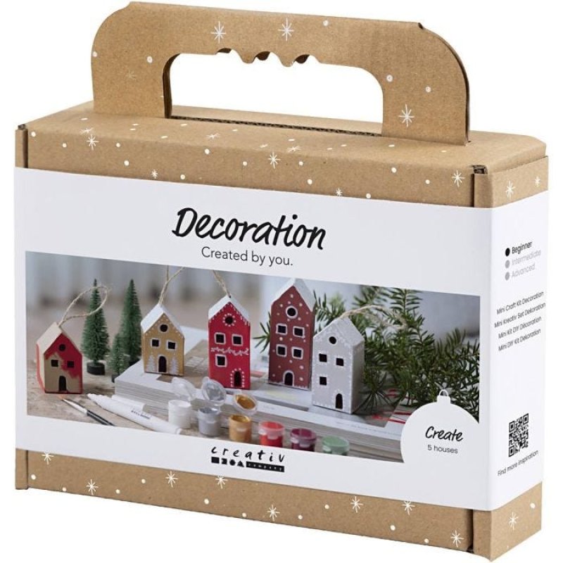 Mini Craft Kit Decoration - Houses - christmas colours (977825)