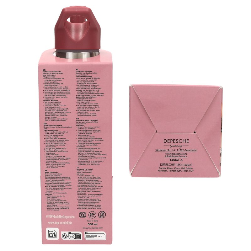 TOPModel - Drinking Bottle LEOHEART - Pink, Berry Red - 500 ml