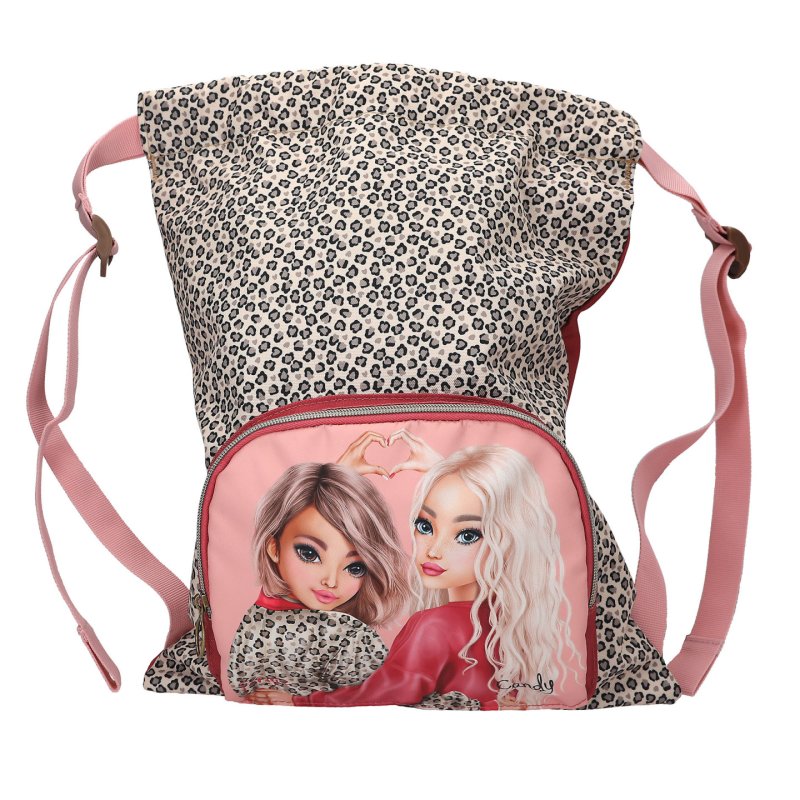 TOPModel - Draw Sack LEOHEART - Leopard Print/Berry Red/Pink
