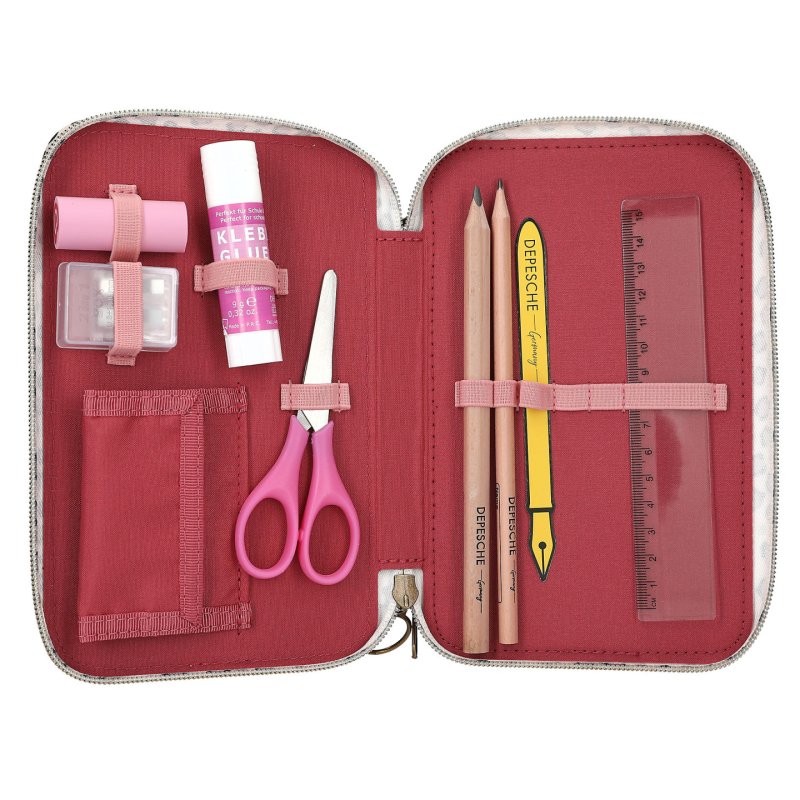 TOPModel - Triple Pencil Case With Bow LEOHEART - Pink