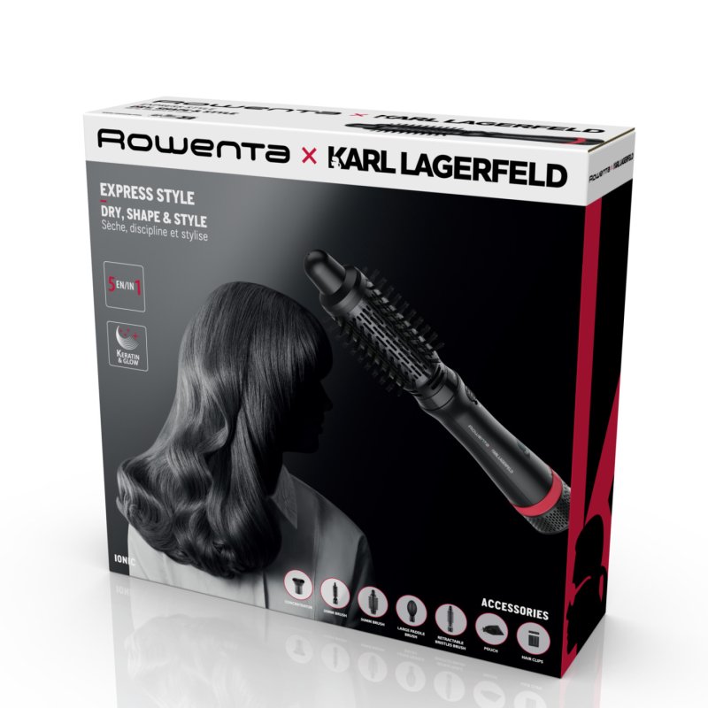 Rowenta Express Style CF634L Brosse soufflante à air chaud À chaleur Noir, Rouge 800 W 1,8 m