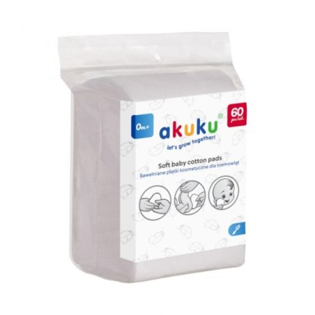 Akuku - Soft Baby Cotton Care Pads - 60 pc - 9x11 cm