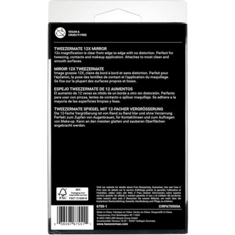 Tweezerman 12x Magnifying Mirror with Suction Cups