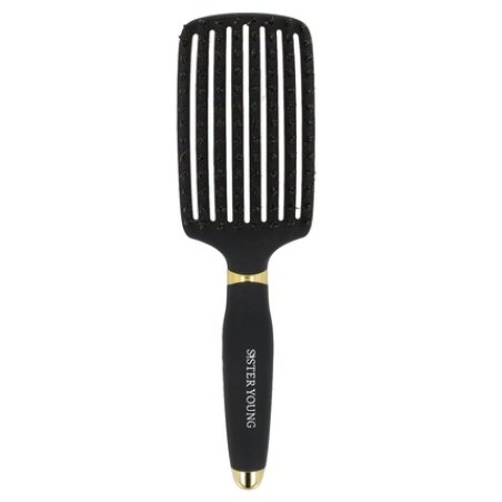 Sister Young Ovia Black Bv - Hair Brush With Natural Wild Boar Bristles And Ventilation, Black