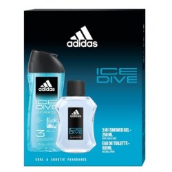 Adidas Ice Dive Eau De Toilette Spray 100ml Shower Gel 250ml Set