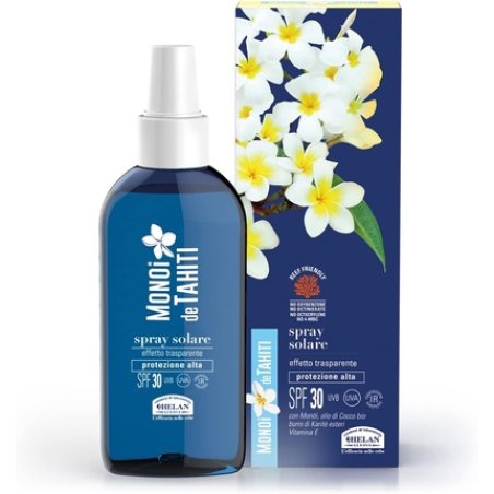 Helan Monoï de Tahiti Sunscreen Spray 30 Body Transparent with Coconut Oil, Pure Shea Butter Esters and Vitamin E 150ml