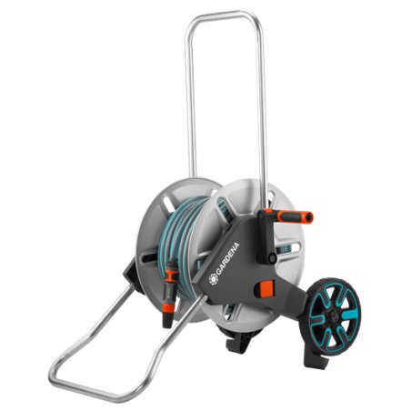Gardena 18542-20 enrouleur de tuyau d'arrosoir de jardin Chariot sur roues Manuel Noir, Bleu, Gris