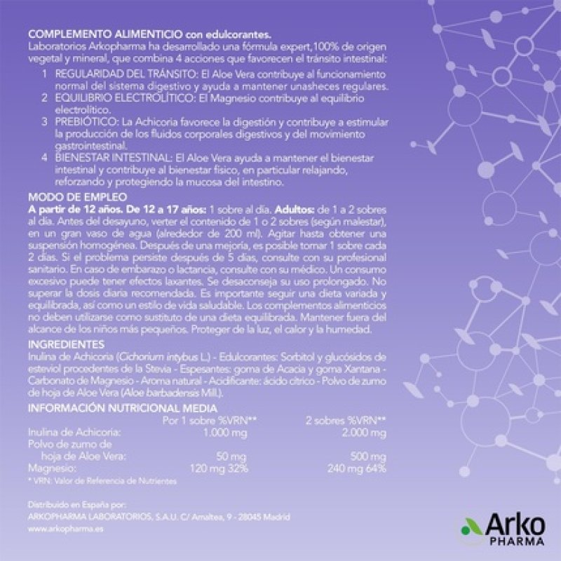 Arkopharma Arkocapsulas Intestinal Regularity with Aloe Vera and Magnesium 10 Sachets