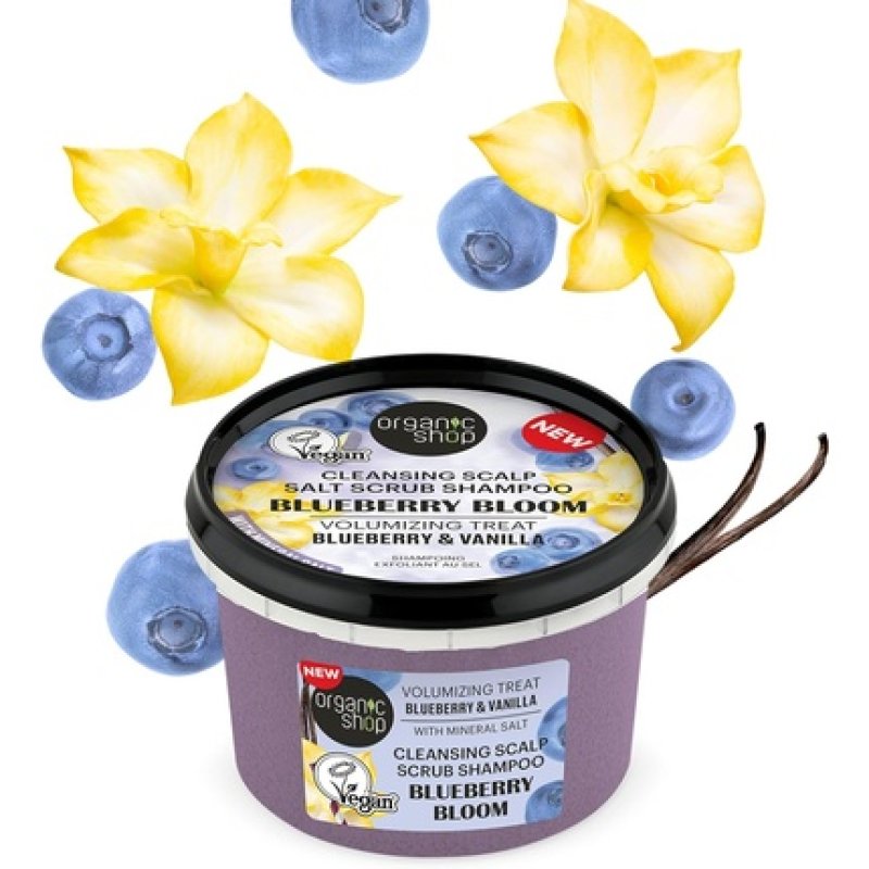 Organic Shop Scalp Salt Scrub Shampoo Blueberry Bloom Volumizing Treatment