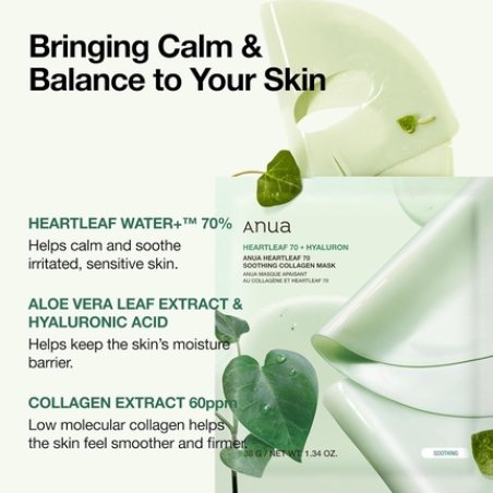 Anua Heartleaf 70 Soothing Collagen Mask Overnight Face Mask for Glass Skin
