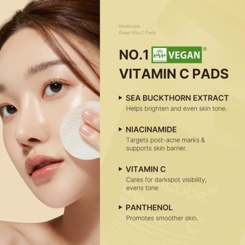 Medicube Deep Vita C Facial Pads Vitamin C Toner Pads for Uneven Skin Tone