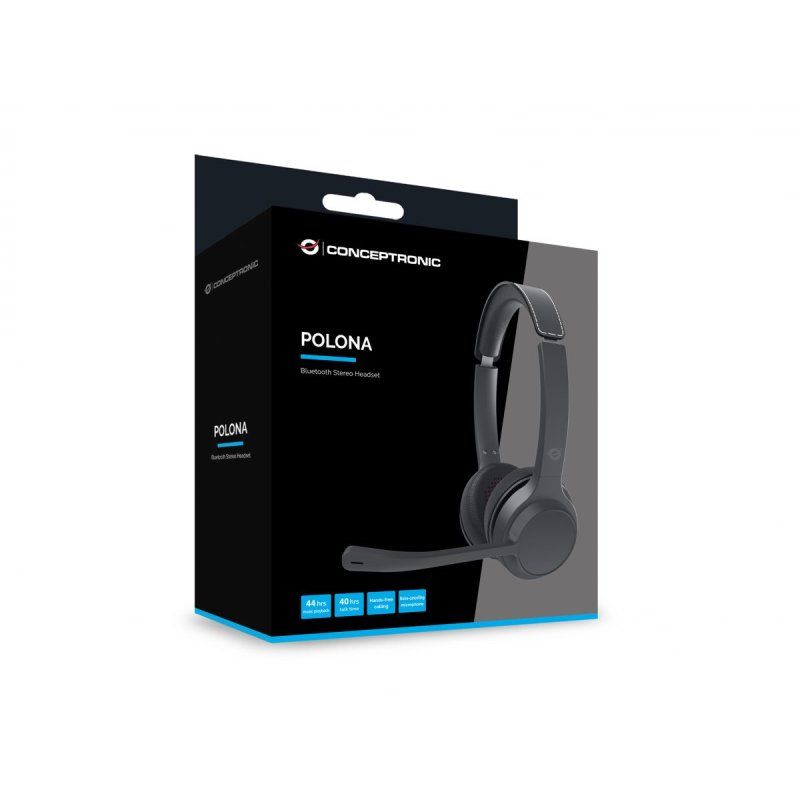 Conceptronic POLONA04B écouteur/casque Avec fil &sans fil Arceau Appels/Musique USB Type-C Bluetooth Noir