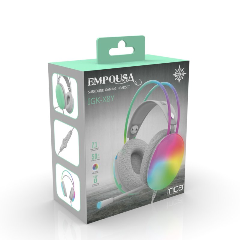 INCA Gaming Headset IGK-X8Y 7.1, USB, RGB-LED mint