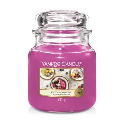 Yankee Candle Exotic Acai Bowl Medium Jar wax candle Cylinder Blackcurrant, Cherry (fruit), Coconut, Jasmine, Musk,