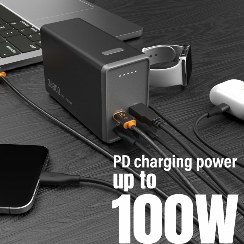 j5create JPB264100 26800mAh PD 100W 4-Port Power Bank, Black