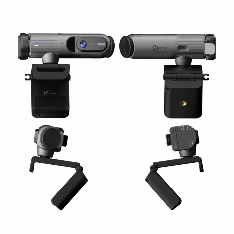 j5create JVU300 2K AI-Powered Webcam with Wireless Microphone and Auto-Focus, Black