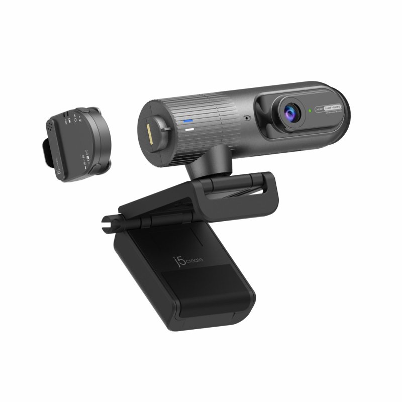 j5create JVU300 2K AI-Powered Webcam with Wireless Microphone and Auto-Focus, Black