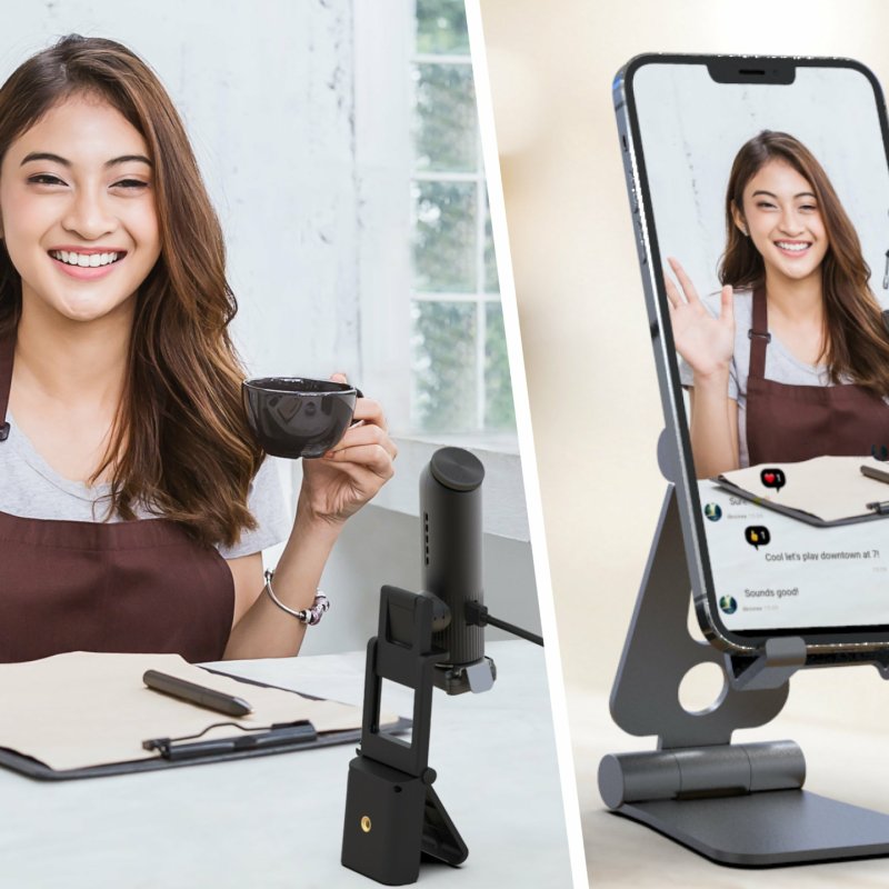 j5create JVU300 2K AI-Powered Webcam with Wireless Microphone and Auto-Focus, Black