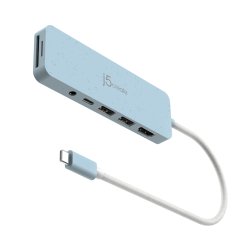 J5 Eco-Friendly Usb-C Multi-Port Hub With Power Delivery - Cyan