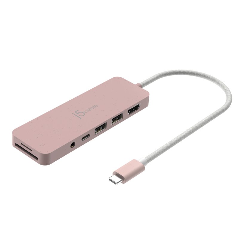 J5 Eco-Friendly Usb-C Multi-Port Hub With Power Delivery - Rose