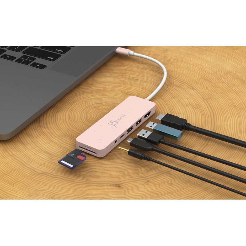 J5 Eco-Friendly Usb-C Multi-Port Hub With Power Delivery - Rose