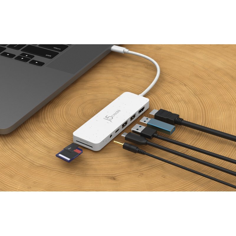 J5 Eco-Friendly Usb-C Multi-Port Hub With Power Delivery - White