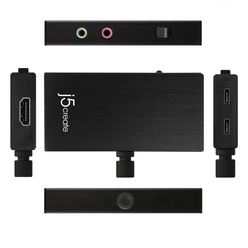 j5create JVA02 Live Capture Adapter HDMI™ to USB-C™ with Power Delivery, Black