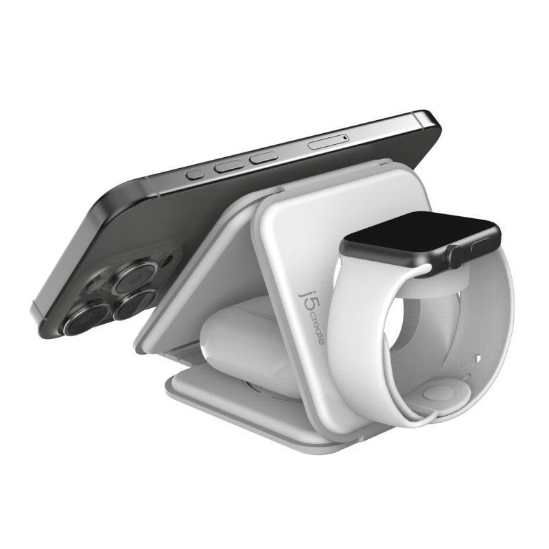 j5create JUPW3415 Écouteurs, Smartphone, Smartwatch Blanc USB Recharge sans fil Charge rapide Intérieure