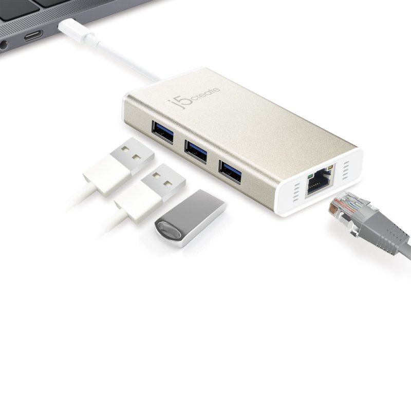J5 Usb-C Gigabit Ethernet & Hub Multi Adapter