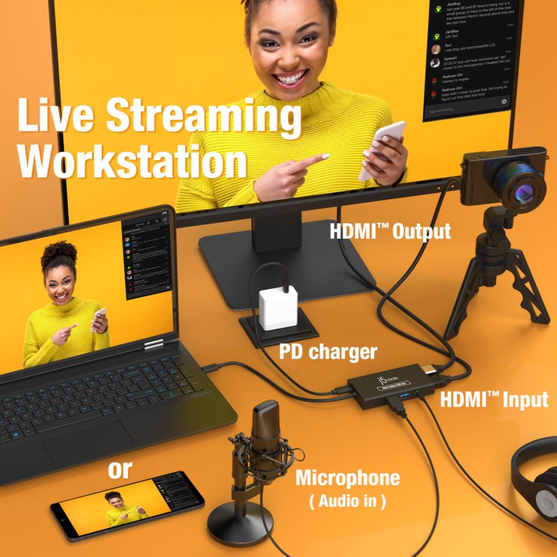 j5create JVA01-N Hub USB™ de capture vidéo