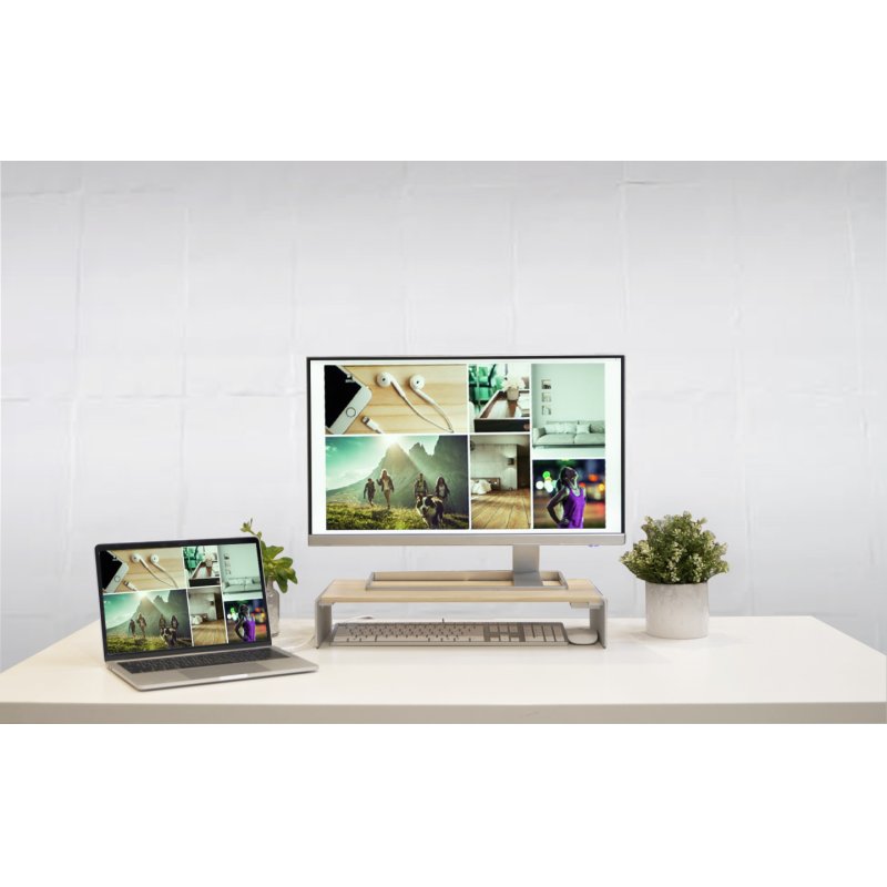 j5create JCT425-N Support de Moniteur en Bois avec Station d’ Accueil