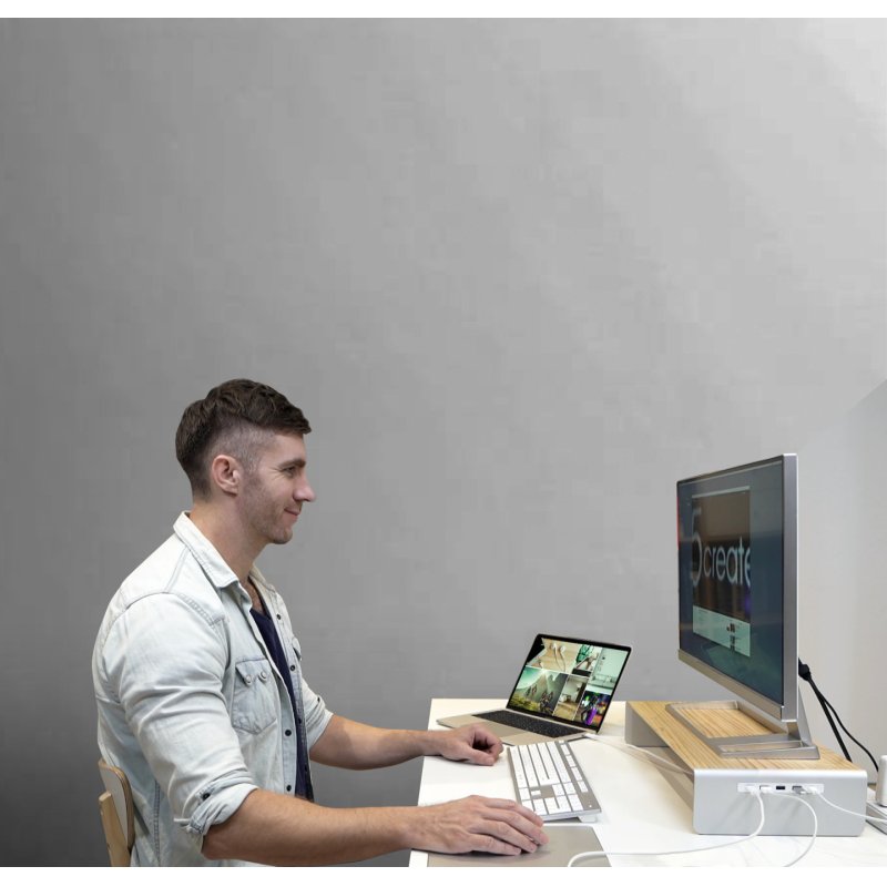 j5create JCT425-N Support de Moniteur en Bois avec Station d’ Accueil