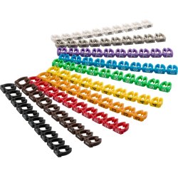 Lot de 100 clips d'identification de Câbles Ø6mm (Coloris variés)