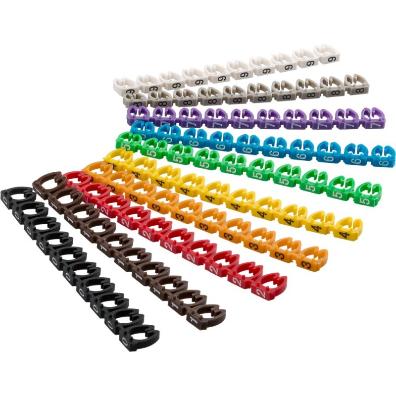 Lot de 100 clips d'identification de Câbles Ø6mm (Coloris variés)