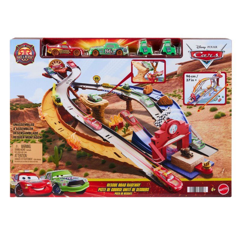 Disney Pixar Cars Disney and Pixar Cars Radiator Springs Race & Rescue Rescue Road Raceway Playset with 4 Toy Cars